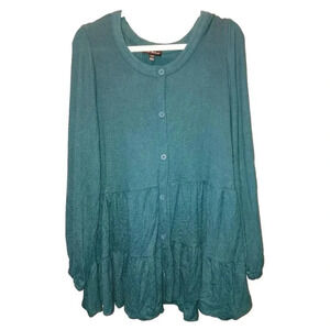 Lane Bryant Women's 14/16 Green button-down knit tunic top